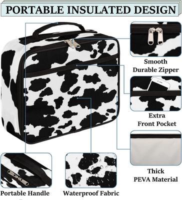 Multi saco impresso do almoço da tela vaca impermeável funcional com punho
