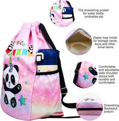 Curso Panda Mini Bag Backpack da nadada da praia do Gym para crianças com o suporte de garrafa de água 2