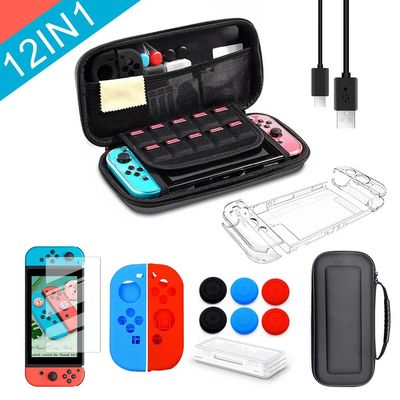 12 em 1 estojo para o interruptor de Nintendo com os 20 cartuchos de jogos Shell Travel Carrying Case Pouch dura protetora