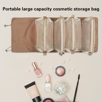 O 4PCS o mais barato em 1 saco cosmético para o saco de nylon dobrável da composição da corda do saco de Mesh Separable Cosmetics Pouch Ladies do zíper das mulheres