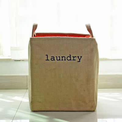 Cesta de roupa suja dobrável da cesta de lavanderia da juta impermeável para a embalagem