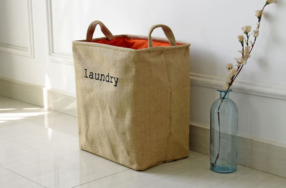 Cesta de roupa suja dobrável da cesta de lavanderia da juta impermeável para a embalagem