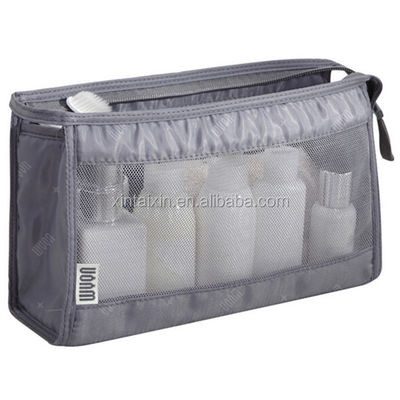Poliéster claro do saco do arti'culo de tocador da venda quente direta da fábrica e saco cosmético da beleza do eco do saco da composição da malha