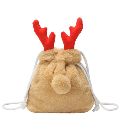 Bolsa macia do chifre da rena do inverno luxuoso do saco de cordão do Natal