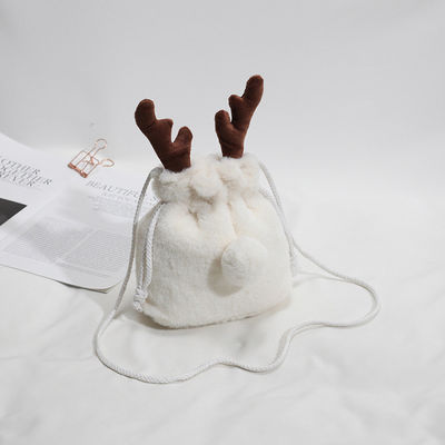 Bolsa macia do chifre da rena do inverno luxuoso do saco de cordão do Natal