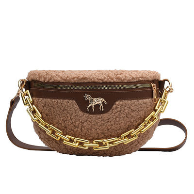 Das mulheres macias da pele de lãs dos cordeiros do luxuoso do inverno pequeno da tela da forma do saco da espera desenhista fêmea Handbags do saco