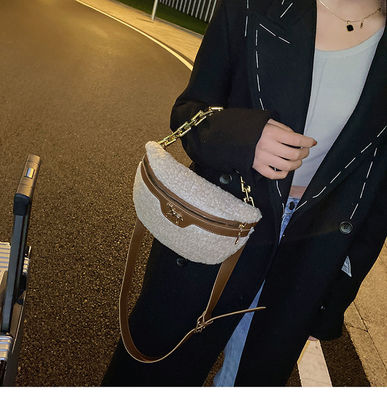 Das mulheres macias da pele de lãs dos cordeiros do luxuoso do inverno pequeno da tela da forma do saco da espera desenhista fêmea Handbags do saco