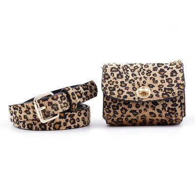 Listra fêmea 2 do leopardo da cintura do saco da cintura em 1 aleta Fanny Pack de couro do telefone celular da correia do saco da cintura do saco da correia das senhoras