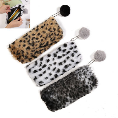 As meninas bonitos criativas de Pencilcase dos artigos de papelaria do saco de escola da caixa de lápis do luxuoso da cópia do leopardo educam o estudante Storage Bag das fontes