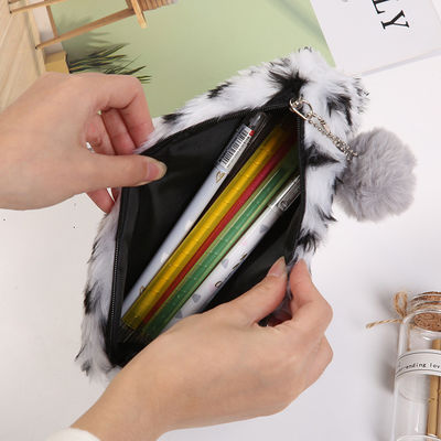 As meninas bonitos criativas de Pencilcase dos artigos de papelaria do saco de escola da caixa de lápis do luxuoso da cópia do leopardo educam o estudante Storage Bag das fontes