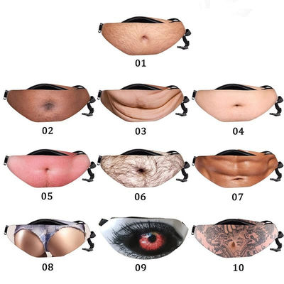 A cintura personalizada do corpo do paizinho do saco do paizinho do plutônio das mulheres dos homens do divertimento da novidade do teste padrão ensaca a barriga peludo gorda Fanny Pack da cerveja