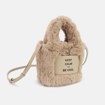 Cruz morna de Tote Bags For Women Shoulder do luxuoso do inverno da forma - os sacos para o transporte de cadáveres tendem bolsas e bolsas de Fluffy Faux Fur do desenhista