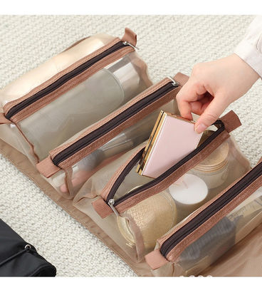 Organizador cosmético Travel Nylon Mesh Toiletry Bag do saco do armazenamento do batom das escovas