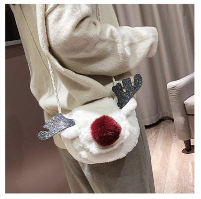 saco pequeno do presente da mala a tiracolo bonito macia luxuosa nova do Natal do luxuoso da bolsa do chifre da rena do inverno 2022 para crianças