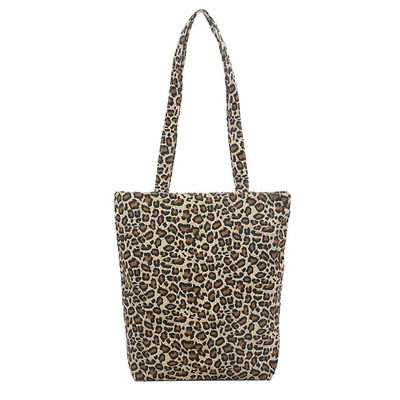Leopardo 2022 do OEM que imprime o totalizador do algodão para saco das crianças da mala a tiracolo do punho do saco de mantimento do estilo de vida da bolsa da bolsa da lona das mulheres o grande