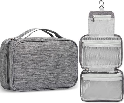 Do saco cosmético portátil do curso do zíper da dupla camada da grande capacidade dos cosmeticbags das senhoras saco masculino do arti'culo de tocador com divisores