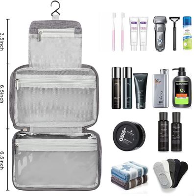 Do saco cosmético portátil do curso do zíper da dupla camada da grande capacidade dos cosmeticbags das senhoras saco masculino do arti'culo de tocador com divisores