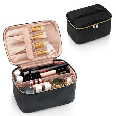 Do curso impermeável portátil do zíper da dupla camada dos cosmeticbags das senhoras saco cosmético com punho