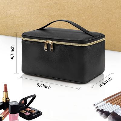 Do curso impermeável portátil do zíper da dupla camada dos cosmeticbags das senhoras saco cosmético com punho