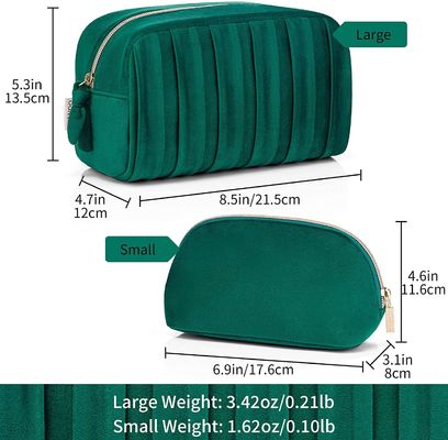 Do curso luxuoso feito sob encomenda de veludo do zíper do saco da composição da beleza do malote de veludo verde cosmético profissional do saco