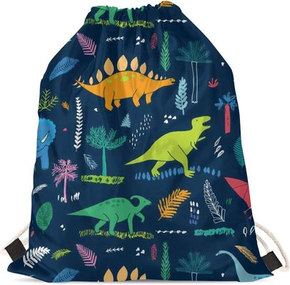 Sacos de cordão portáteis de pouco peso do Gym do dinossauro do saco de escola dos meninos do dinossauro dos desenhos animados para esportes do curso