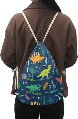 Sacos de cordão portáteis de pouco peso do Gym do dinossauro do saco de escola dos meninos do dinossauro dos desenhos animados para esportes do curso