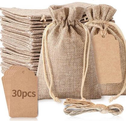 3&quot; x 4&quot; sacos com cordão, linho da juta do casamento despedem o saco, sacos de serapilheira dos malotes da joia