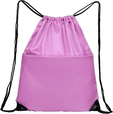 bolso dobrável de nylon do lado do zíper de W do saco do bloco de Tote Bag do cordão do Gym dos esportes 210D para as mulheres dos homens cor-de-rosa