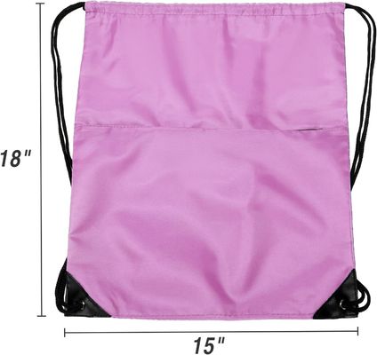 bolso dobrável de nylon do lado do zíper de W do saco do bloco de Tote Bag do cordão do Gym dos esportes 210D para as mulheres dos homens cor-de-rosa