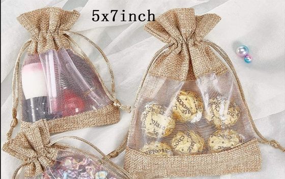 A serapilheira completa do saco de Organza do saco de serapilheira ensaca sacos do presente com cordão, para amostras cosméticas Mesh Pouch dos favores de banquete de casamento