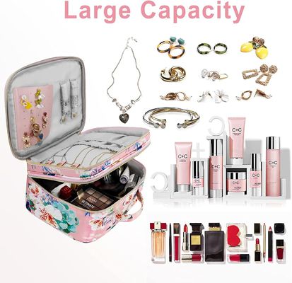 Saco durável e de pouco peso da extra grande da composição do saco da dupla camada da composição do organizador de Water Resistant Makeup da escova