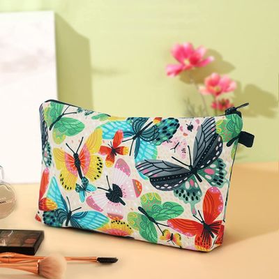 Sacos cosméticos duráveis macios para o organizador colorido pequeno Zipper dos acessórios do saco do arti'culo de tocador do saco da composição da borboleta das mulheres