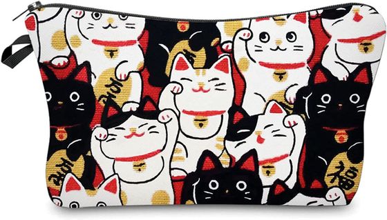 Lucky Cat Cosmetic Bag para sacos da composição das mulheres viaja organizador impermeável dos acessórios do saco do arti'culo de tocador