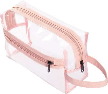 Saco claro cor-de-rosa para mulheres, organizador cosmético impermeável Bag do arti'culo de tocador da composição do curso para o champô, acessórios dos arti'culos de tocador