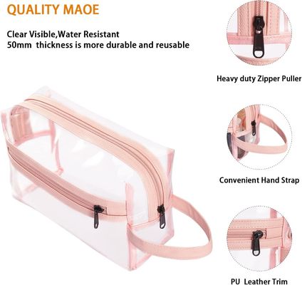 Saco claro cor-de-rosa para mulheres, organizador cosmético impermeável Bag do arti'culo de tocador da composição do curso para o champô, acessórios dos arti'culos de tocador