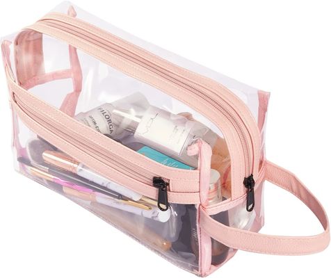 Saco claro cor-de-rosa para mulheres, organizador cosmético impermeável Bag do arti'culo de tocador da composição do curso para o champô, acessórios dos arti'culos de tocador