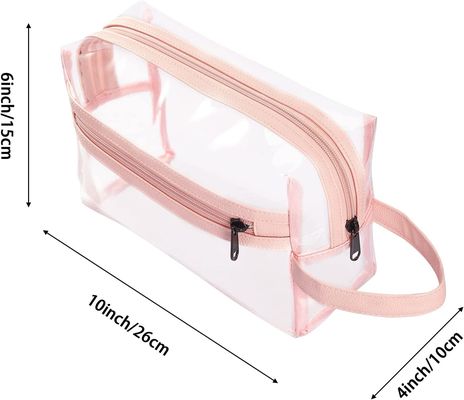 Saco claro cor-de-rosa para mulheres, organizador cosmético impermeável Bag do arti'culo de tocador da composição do curso para o champô, acessórios dos arti'culos de tocador