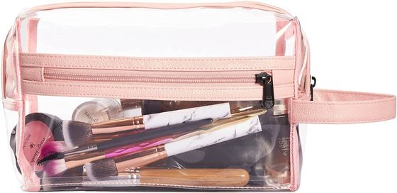 Saco claro cor-de-rosa para mulheres, organizador cosmético impermeável Bag do arti'culo de tocador da composição do curso para o champô, acessórios dos arti'culos de tocador