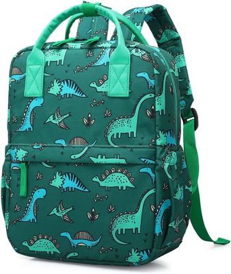 Saco do curso do berçário do jardim de infância das crianças de Unicorn School Book Bag Boys do dinossauro da trouxa com correia da caixa (Di verde