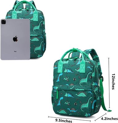 Saco do curso do berçário do jardim de infância das crianças de Unicorn School Book Bag Boys do dinossauro da trouxa com correia da caixa (Di verde