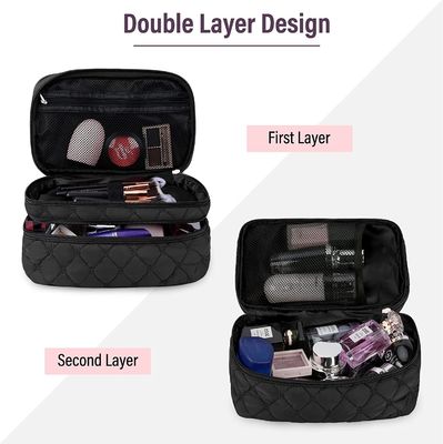 O saco cosmético do curso portátil da composição com saco 2Pcs do arti'culo de tocador da dupla camada do punho o grande impermeável compõe o saco para mulheres