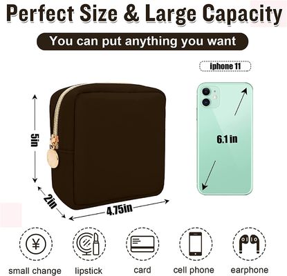 Mini Makeup Bag de nylon para a bolsa, bolsa cosmética do malote do zíper do saco bonito pequeno formal da composição, malote impermeável da moeda do curso