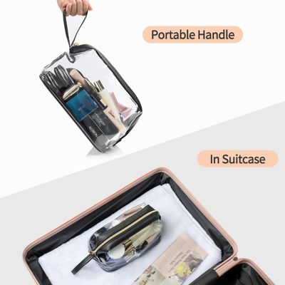 A composição grande transparente impermeável do grande saco cosmético do curso ensaca o malote com zíper, saco claro do arti'culo de tocador para mulheres