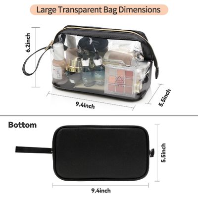 A composição grande transparente impermeável do grande saco cosmético do curso ensaca o malote com zíper, saco claro do arti'culo de tocador para mulheres