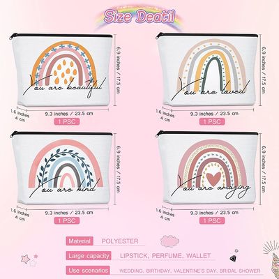 Saco cosmético do arco-íris da lona inspirada das citações de 4 partes sacos cosméticos