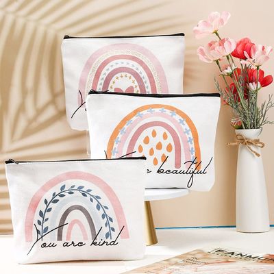 Saco cosmético do arco-íris da lona inspirada das citações de 4 partes sacos cosméticos