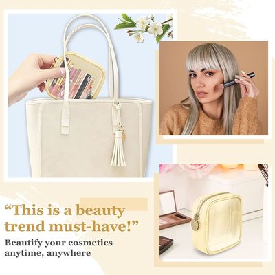 Bolsa cosmética formal do malote do zíper do saco bonito pequeno de pouco peso e impermeável da composição, transparente