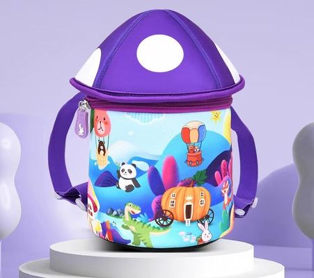 cogumelo   trouxa macia da menina da luz do saco do jardim de infância da trouxa das crianças do saco SBR da educação do neopreno da forma 3D