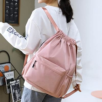 Bolso molhado dobrável e de múltiplos propósitos de Sackpack do cordão à prova de choque e durável com garrafa de água Mesh Pocket do zíper