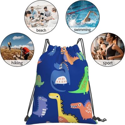 Os sacos de cordão da trouxa do cordão para sacos de corda da dança do Gym dos adolescentes dos meninos das meninas das crianças aumentam dinossauros impermeáveis